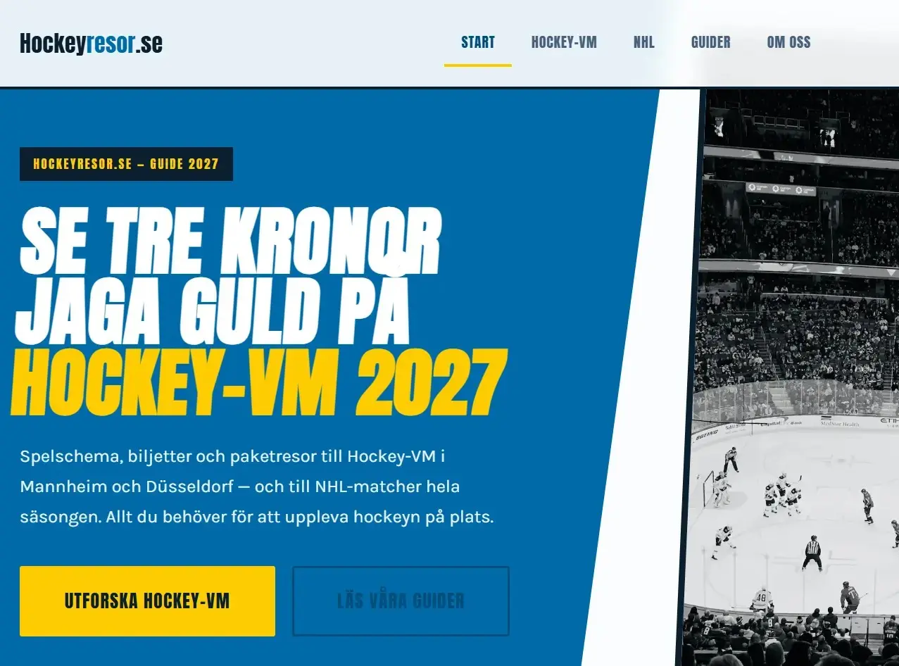 Hockeyresor.se, byggd av WowGroup